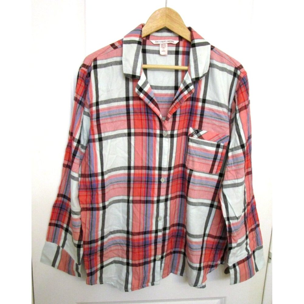 Victoria's Secret Large Pajama Top/Chemise/Shirt Plaid Soft - Multicolor NWOTag
